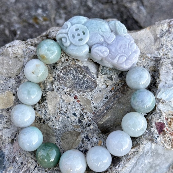 NWT SJ Pearl Natural Carved Pixiu Natural Jade Bracelet - Picture 4 of 6